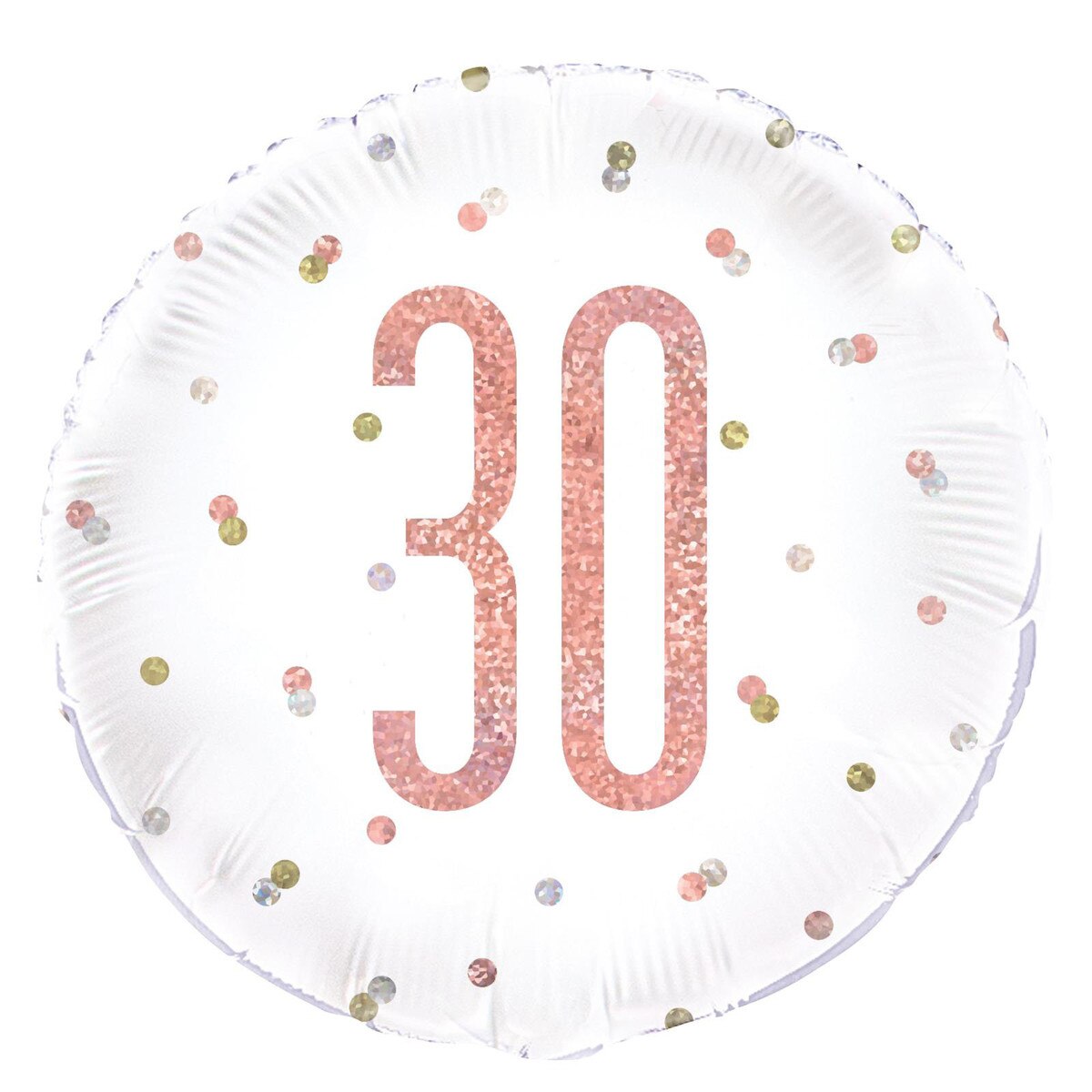 30th Birthday Round Foil Balloon - Rose Gold Glitz 45cm