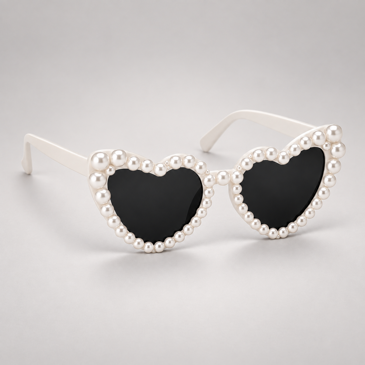 Beach Party Pearl Heart Glasses White