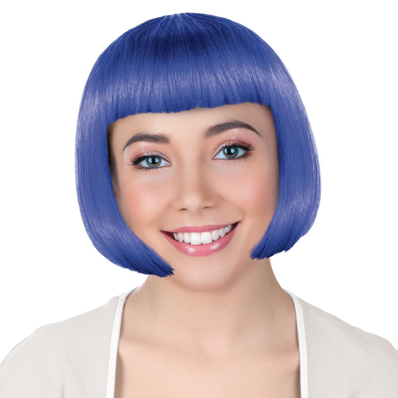 Blue Bob Wig with Blunt Fringe
