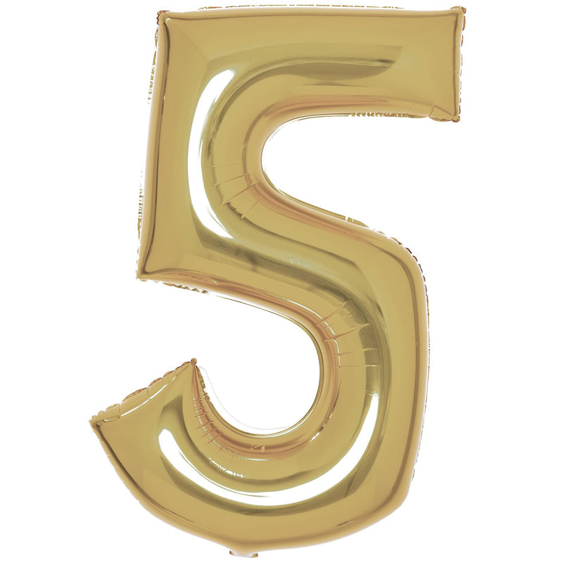 White Gold Foil Number 5 Balloon 89cm