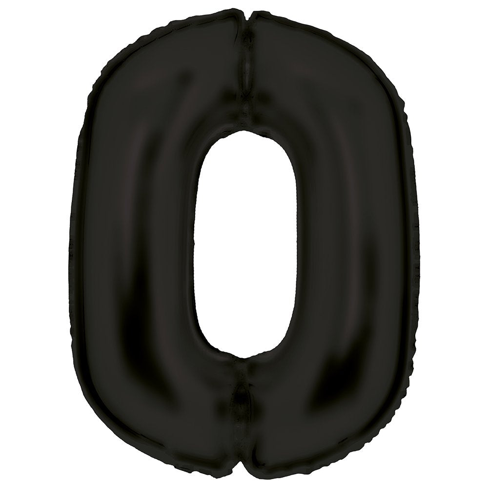 Silk Lustre Black Foil Number 0 Balloon 89cm