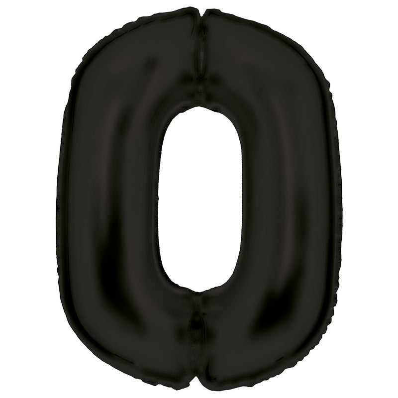 Silk Lustre Black Foil Number 0 Balloon 89cm