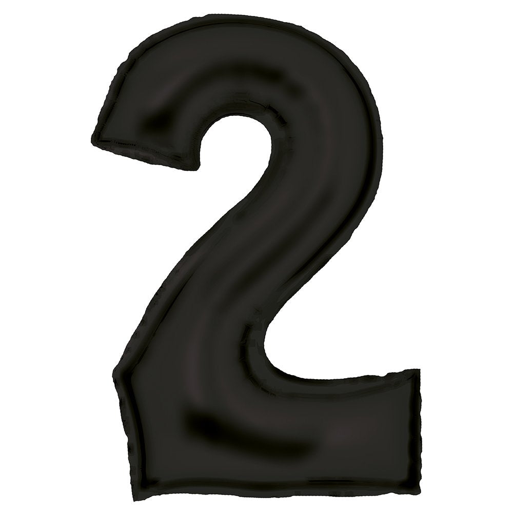 Silk Lustre Black Foil Number 2 Balloon 89cm