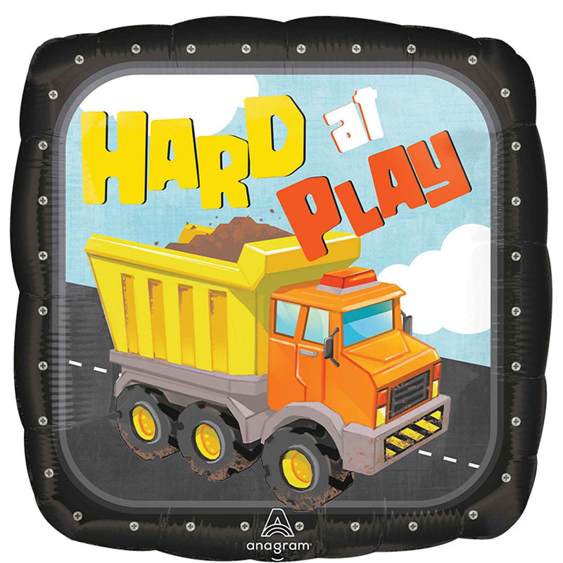 Hard at Play Dump Truck Square Foil Balloon 45cm