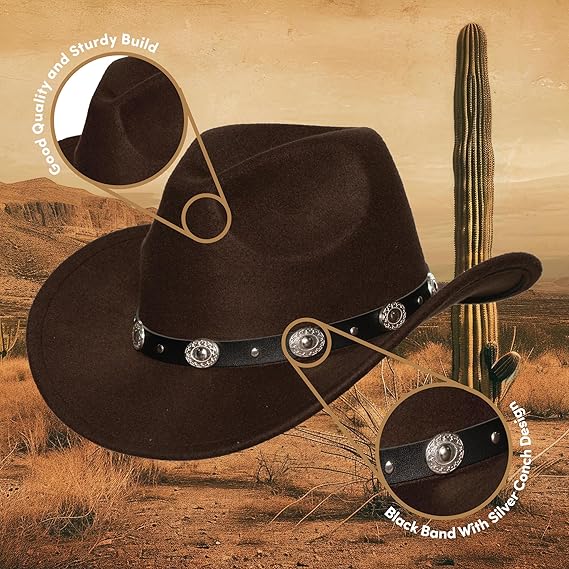 Cowboy Hat with Black Band and Silver Conch