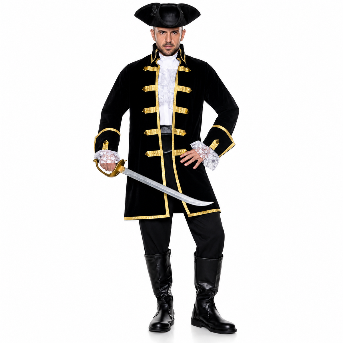 Pirate Captain, Black Adult Costume