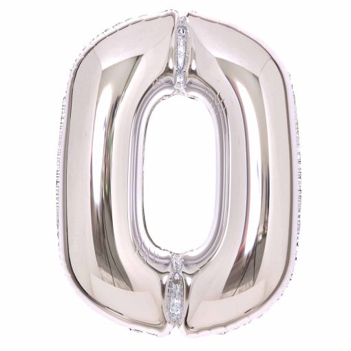 Silver Large Foil Number 0 Balloon 89cm