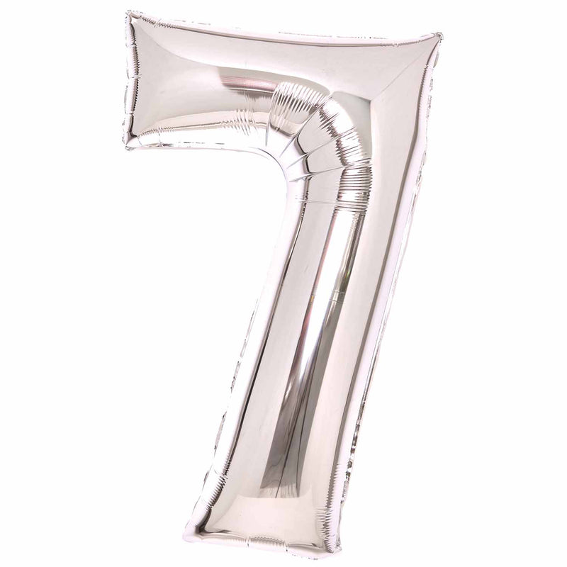 Silver Large Foil Number 7 Balloon 89cm