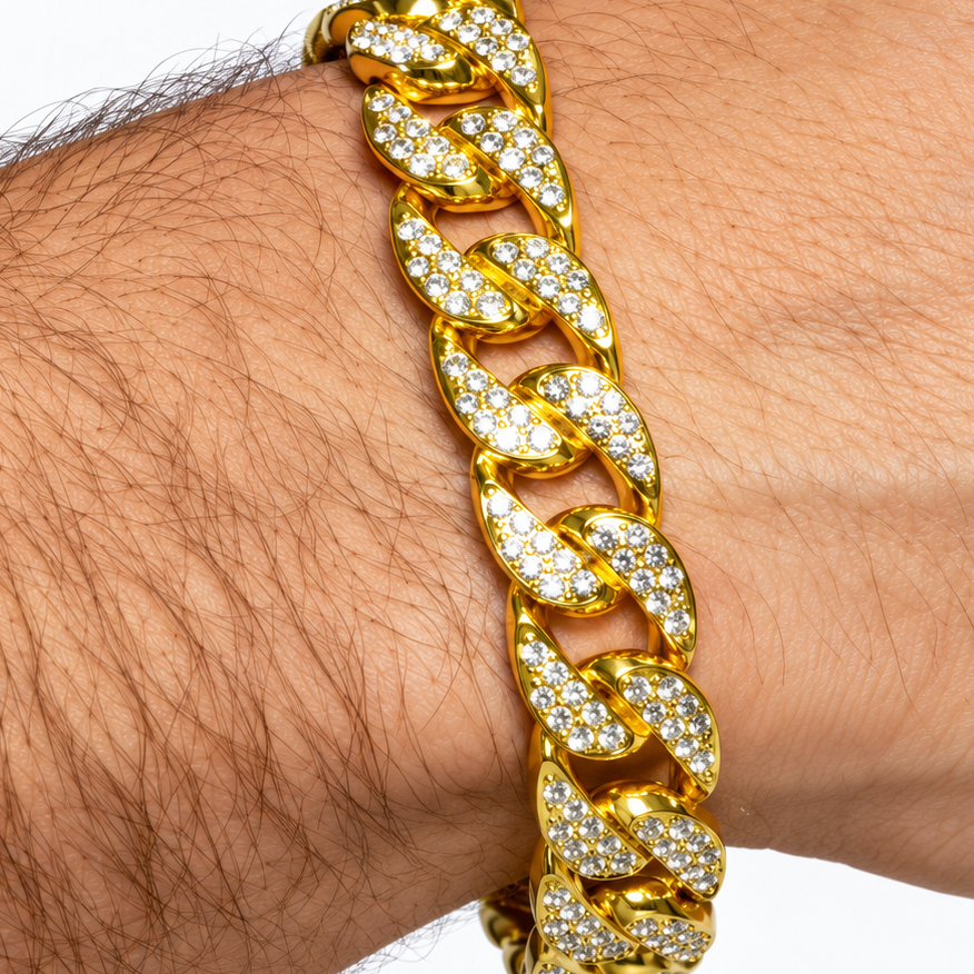 Gold Cuban Link Male Costume Bracelet