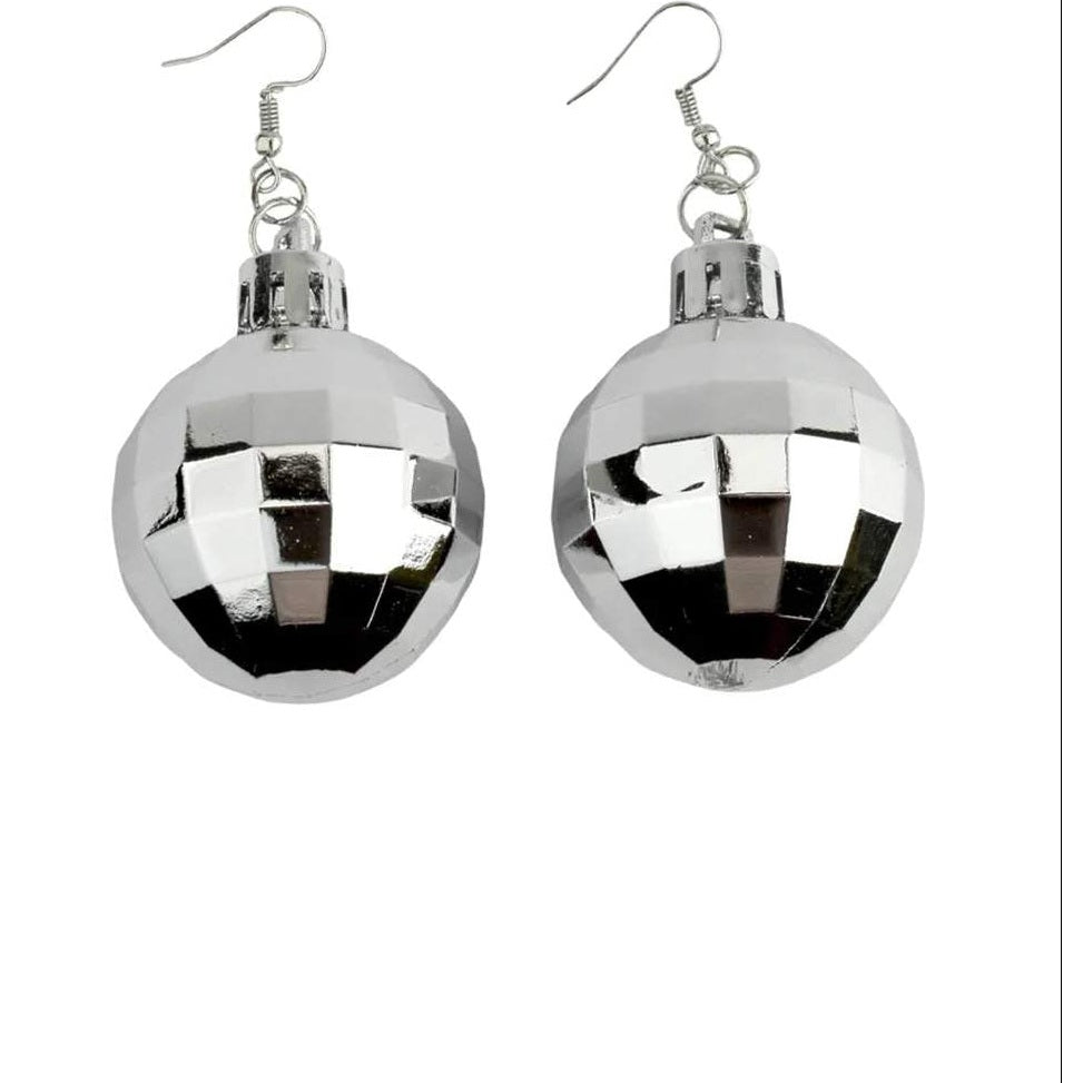 Silver Disco Ball Earrings