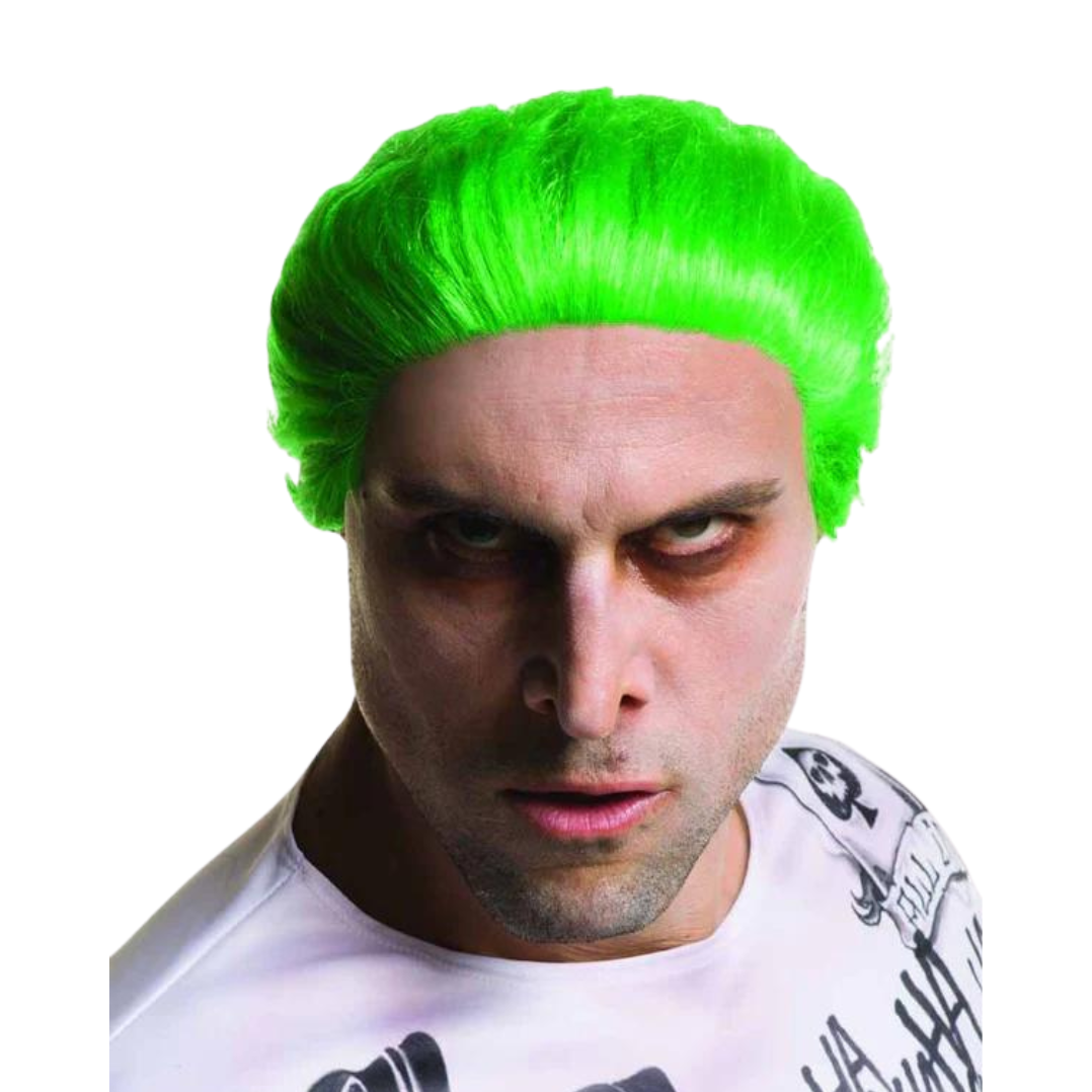 The Joker Wig Adult costume accessory with green synthetic hair