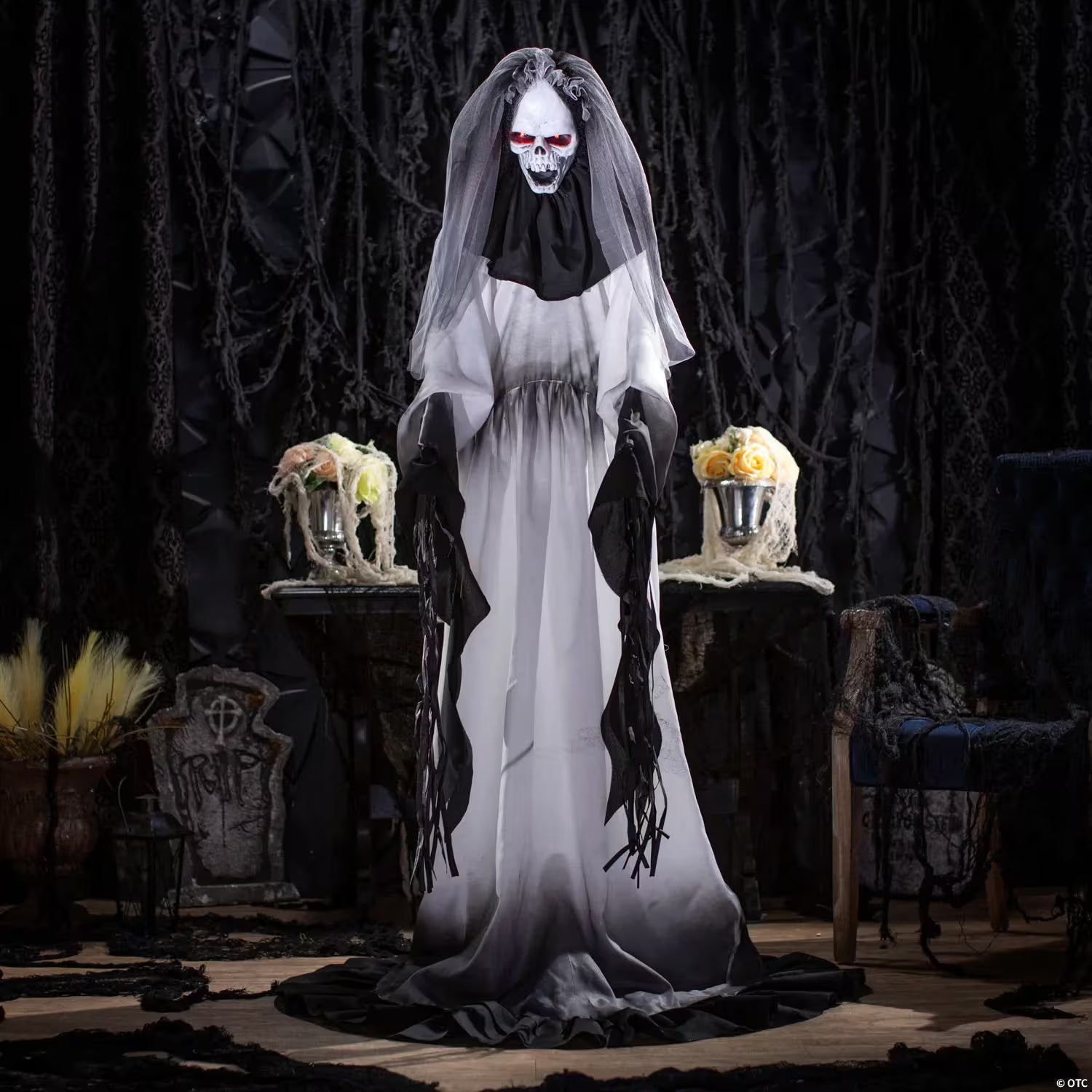 Animated Light-Up Standing Creepy Bride with Sound Halloween Decoration 5 Ft. 4"