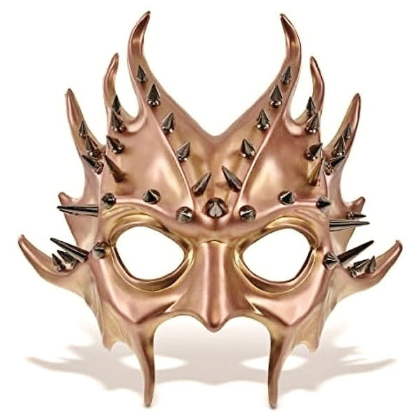 Shiny gold plastic eye mask with spiked design for glamorous costume