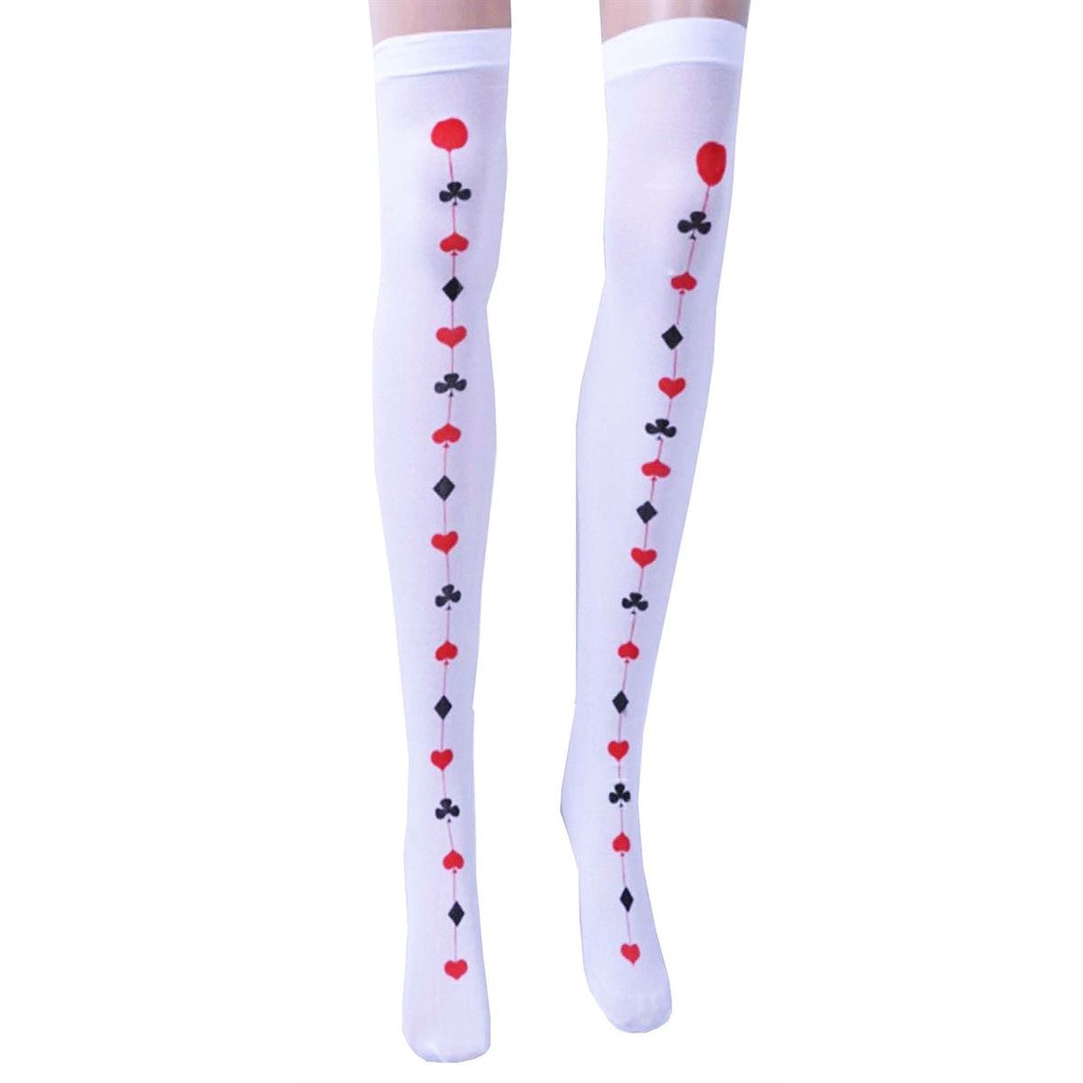 Queen of Hearts Thigh High Stockings, Adult