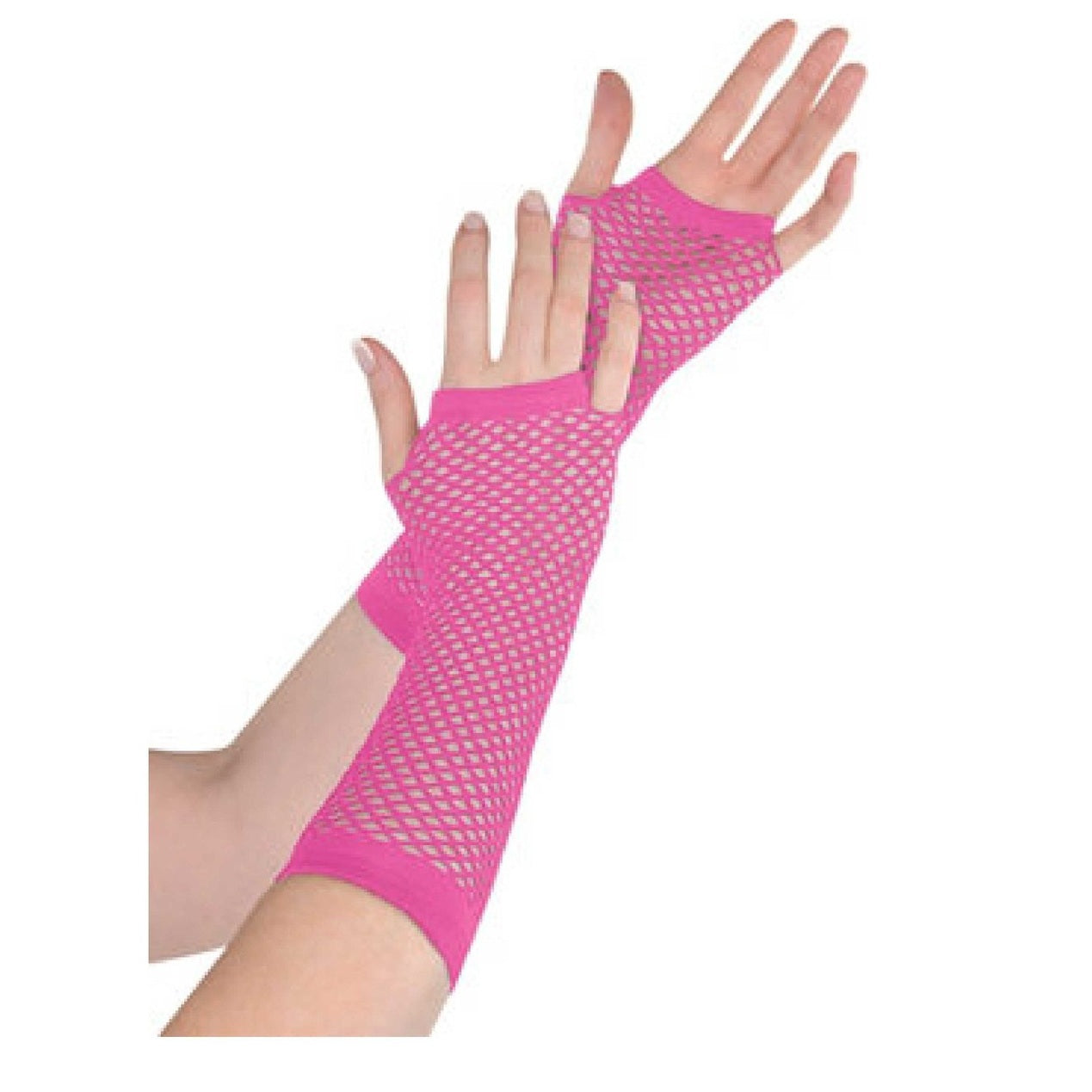 Pink Fishnet Gloves 28cm