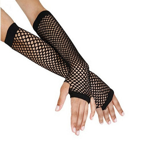 Black Fishnet Gloves 28cm