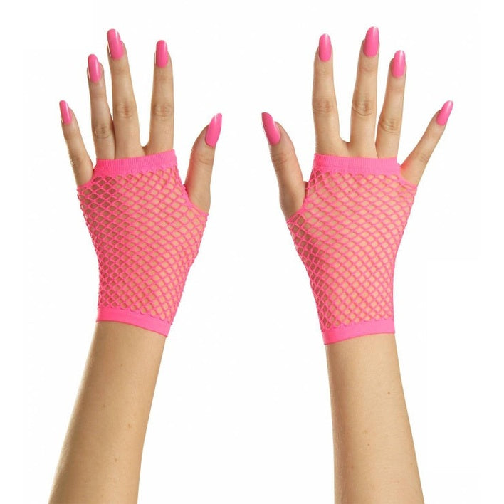 Pink Fishnet Gloves