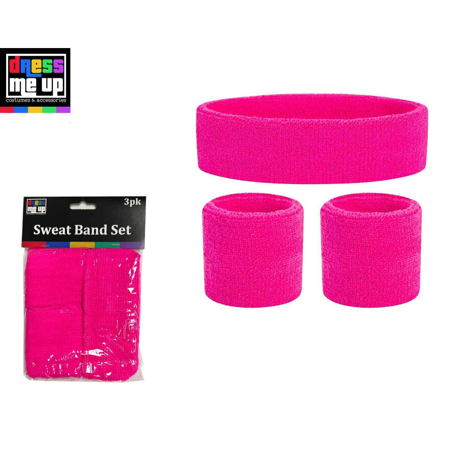 Neon Pink Sweatbands 3pk
