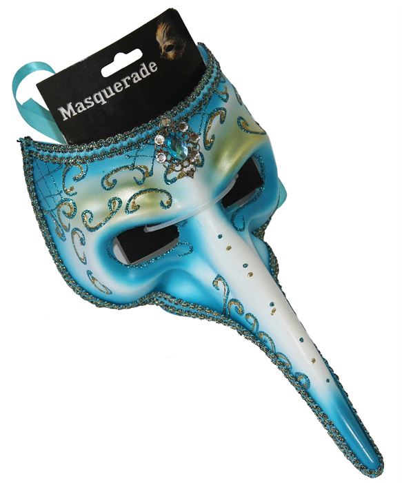 Venetian Masquerade Mask – Blue Long Nose