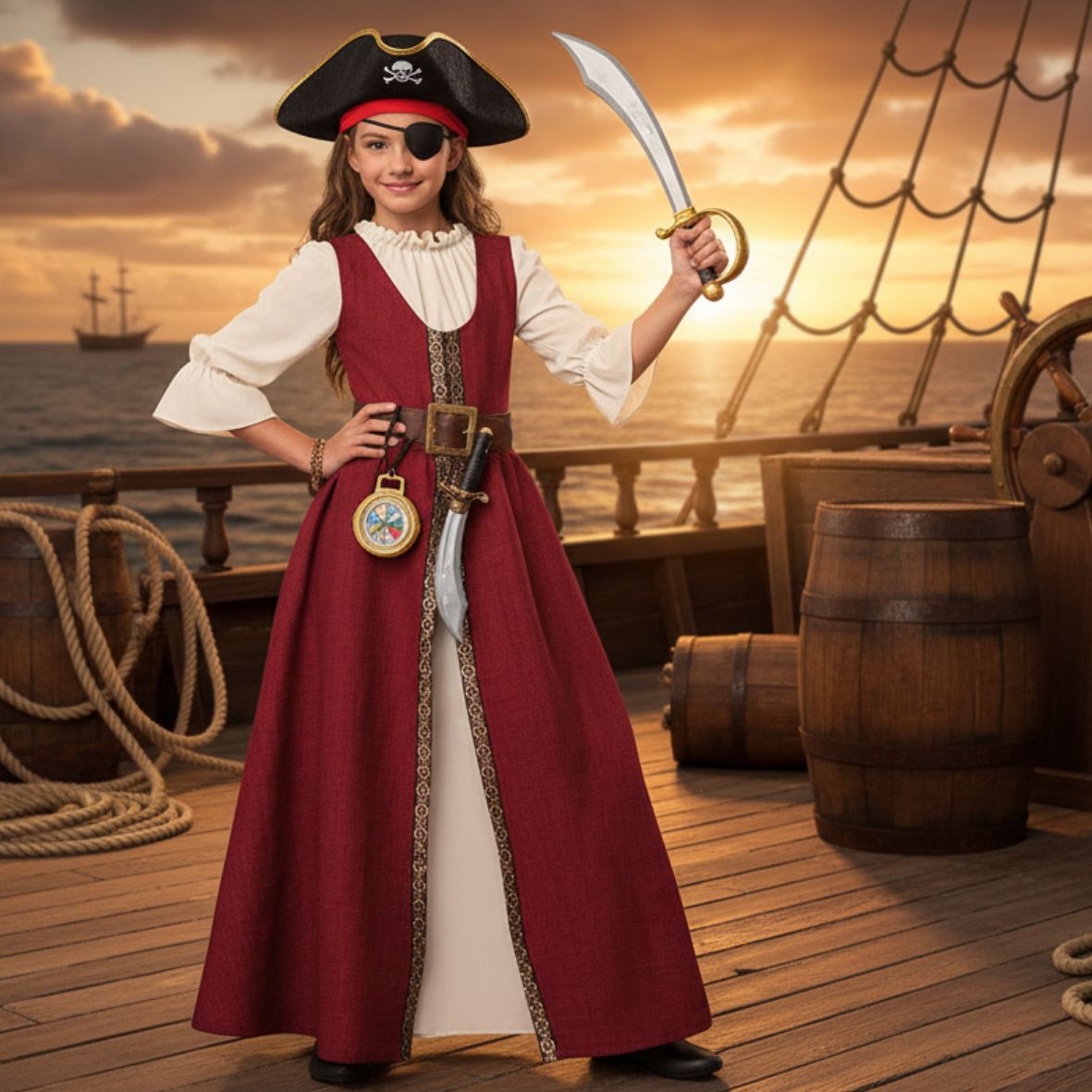 Renaissance Faire Dress Girls' Costume (Red)