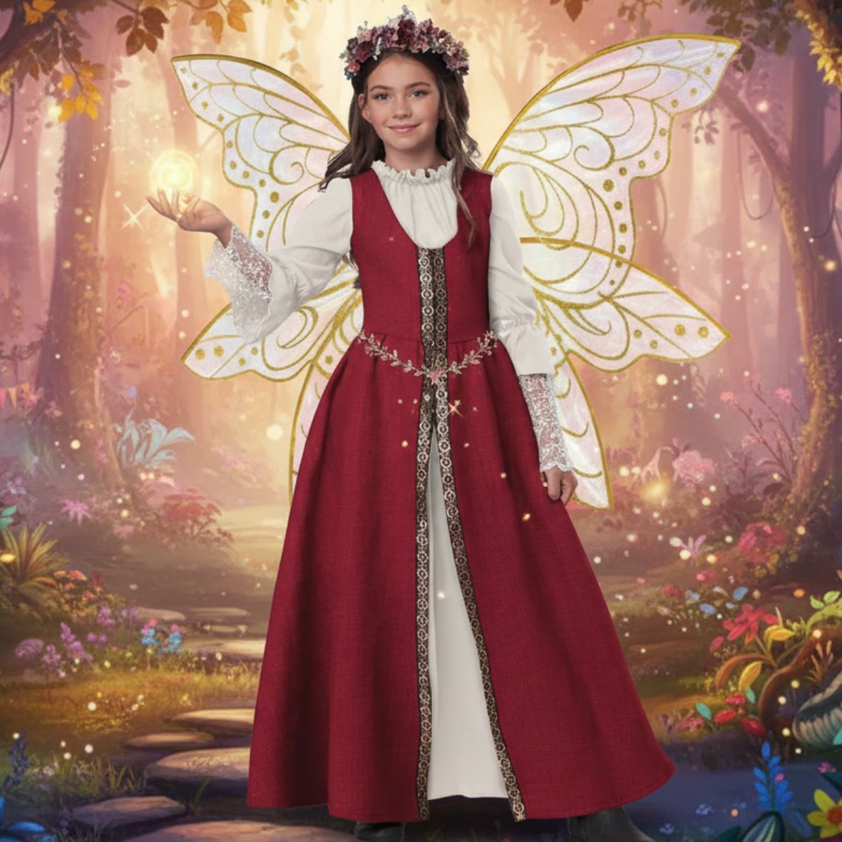 Renaissance Faire Dress Girls' Costume (Red)