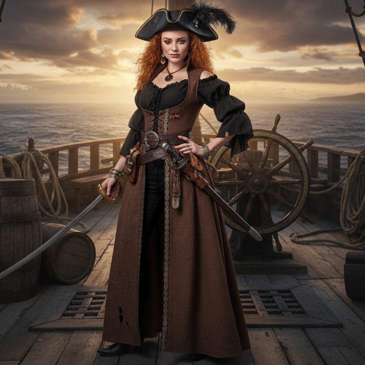 Brown Medieval Overdress Adult Costume