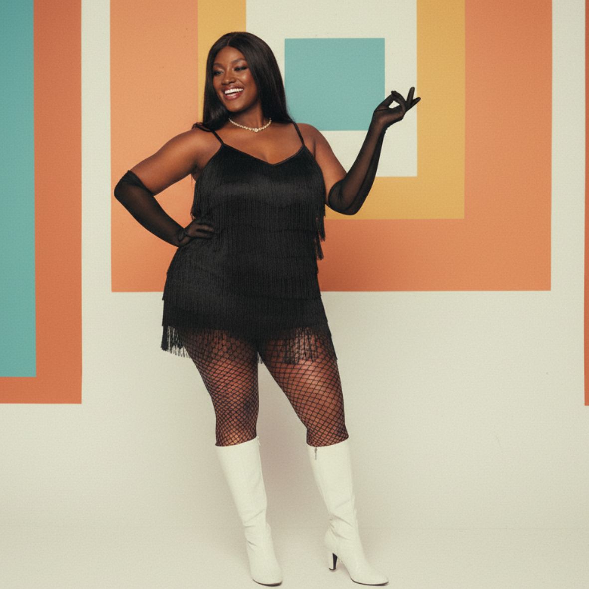 Black Flapper Classic 1920s Womens Costume Plus