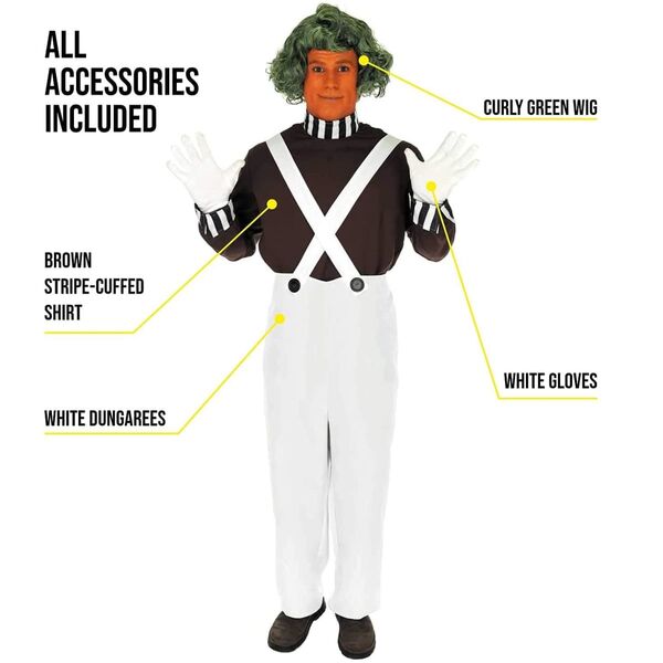Chocolate Factory Worker Costume with Wig