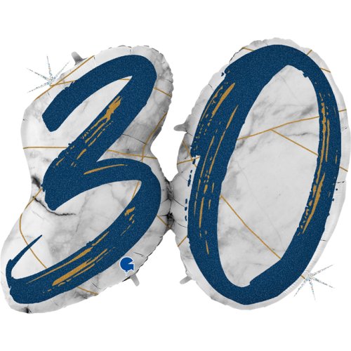 Marble 30 Giant Number Foil Balloon Set 109cm