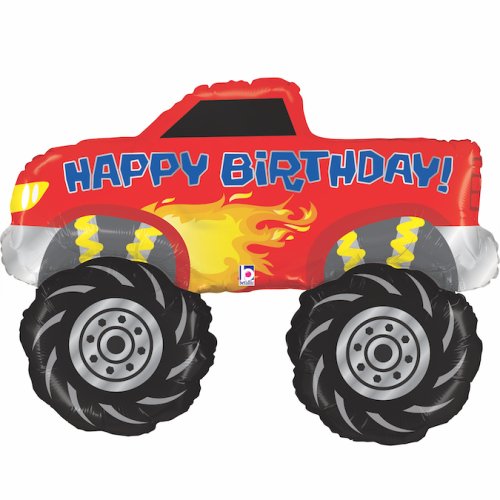 Happy Birthday Monster Truck Supershape Foil Balloon 91cm
