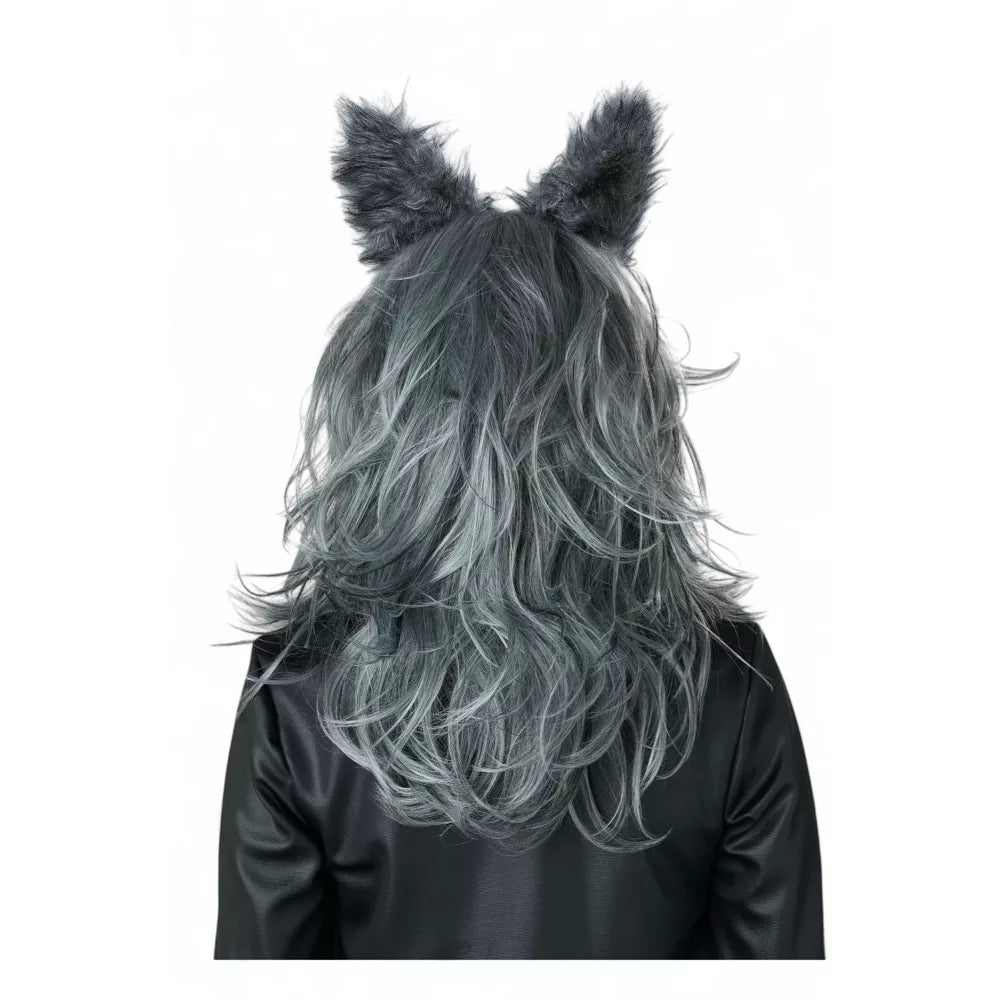 Lady Werewolf Adult Wig and Ears Set (Grey)