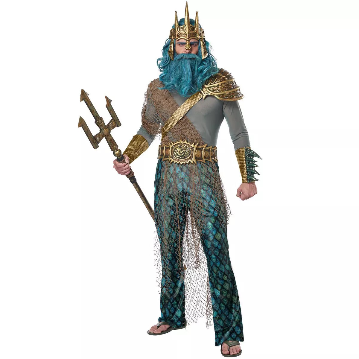 Poseidon/Neptune, the powerful and majestic God of the sea, depicted as an adult figure in a striking and regal pose