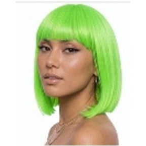 Jessie Poison Apple neon lime green bob wig with full fringe