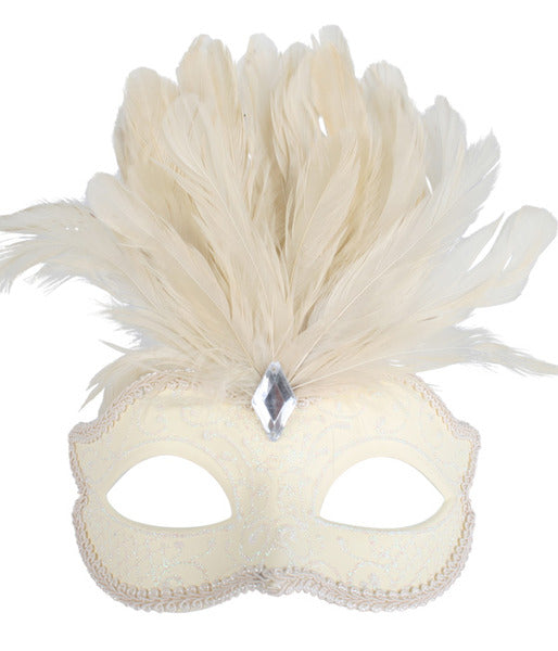 Cream Eye Mask with Feathers