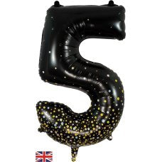 Sparkling Fizz Black & Gold Number 5 Foil Balloon 86cm