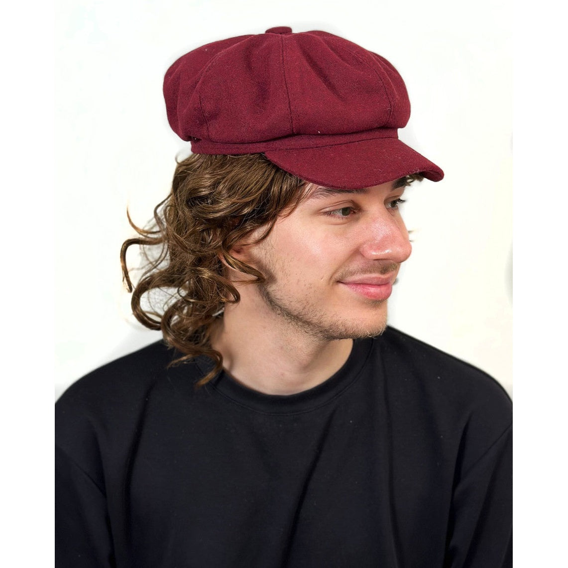 Burgundy Newsboy Cap – 8-Panel Baker Boy Hat