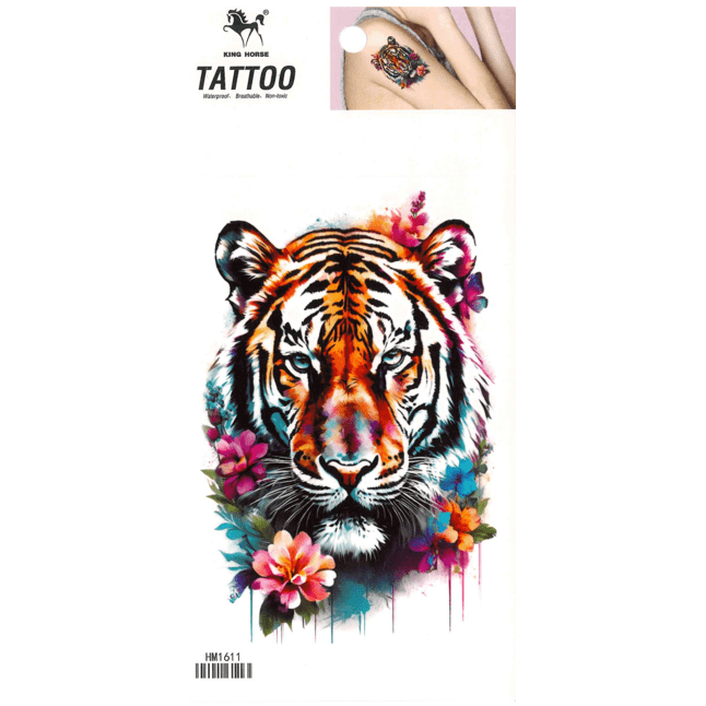 Tiger head temporary tattoo