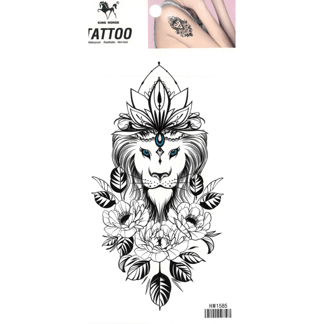 Ornate lion temporary tattoo