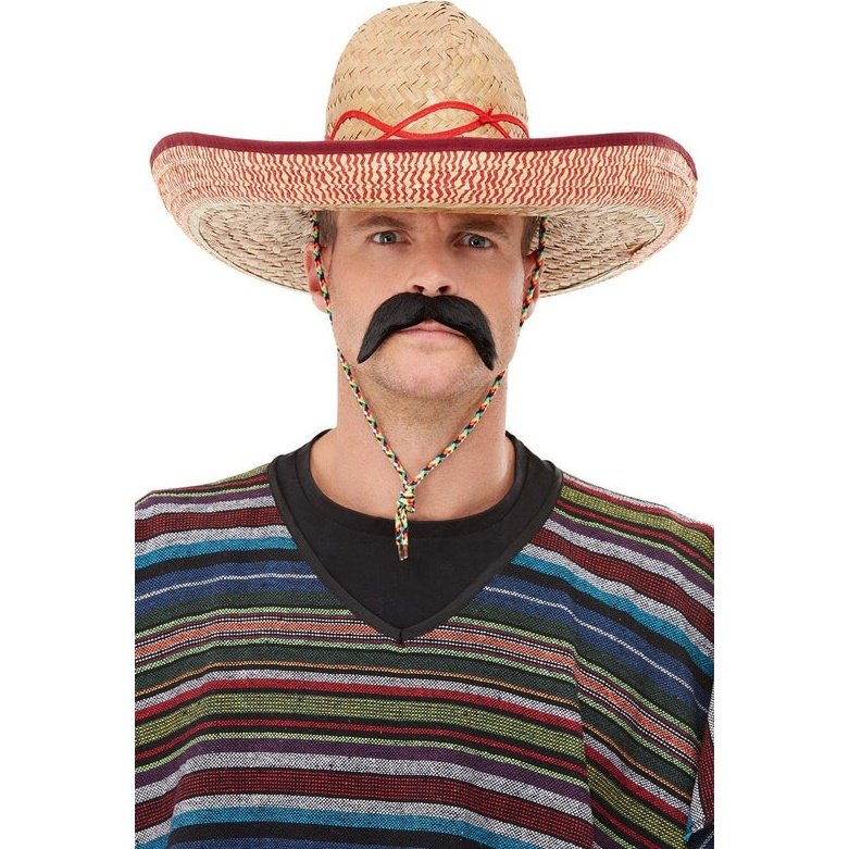 Extra large straw sombrero hat with tie cord for sun protection