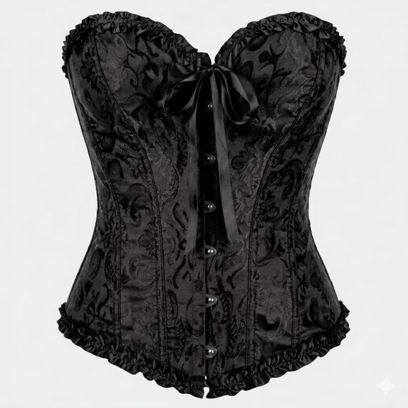 Lace Brocade Corset, Black