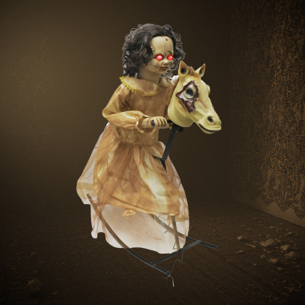 Animated Zombie Girl On Horse 1m