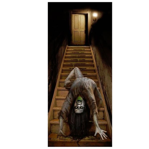 Gory Zombie Door Decoration 1.8m-Stairs