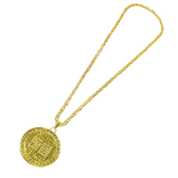 Mobster Metal Necklace 40cm - Gold Medallion