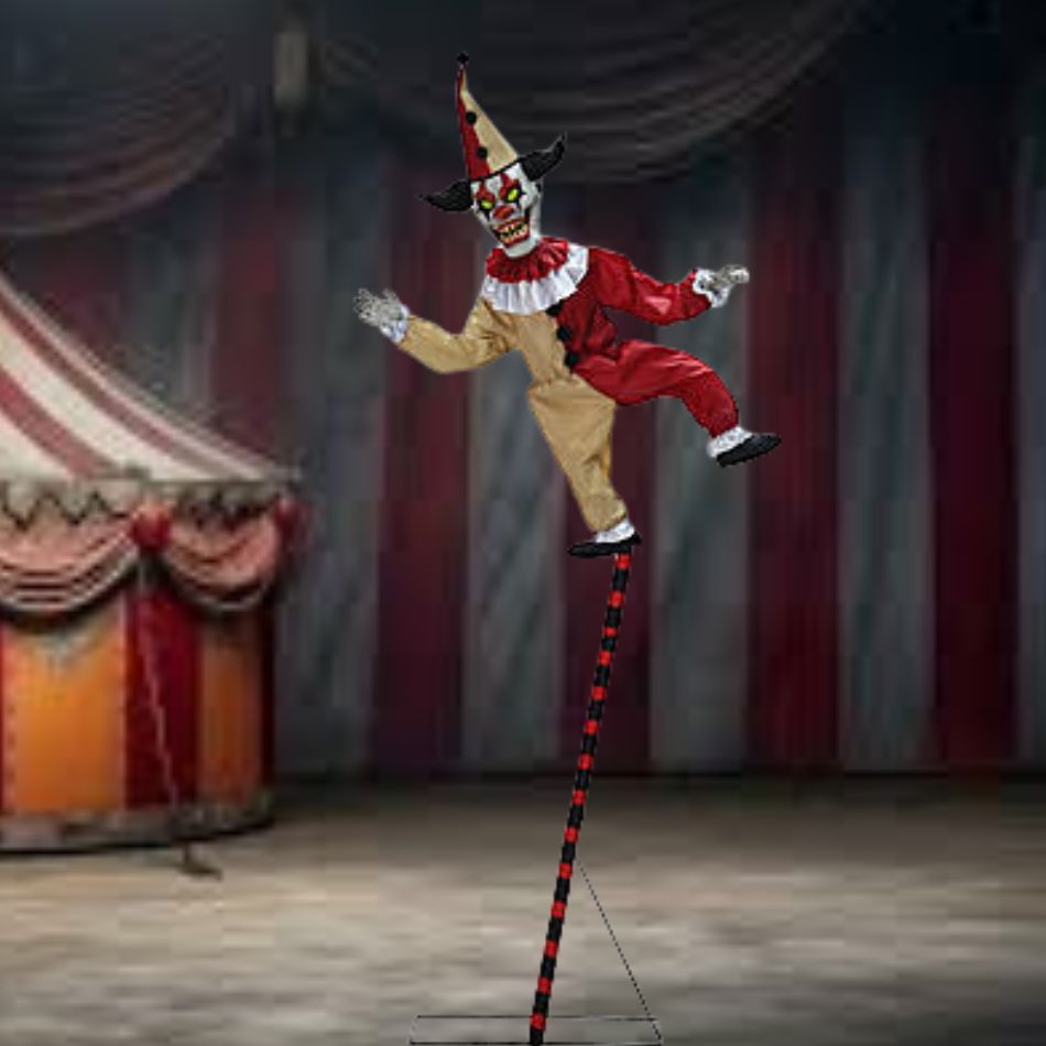 Sideshow Balancing Clown Animated Prop 8ft for Halloween Decor