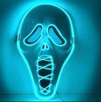 Stitched Demon Light Up Mask - Teal