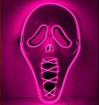 Stitched Demon Light Up Mask - Pink