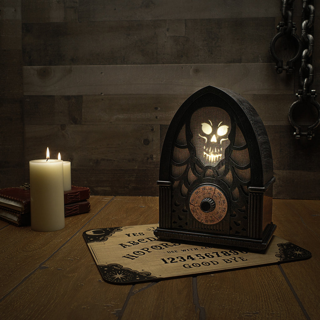 12-Inch Light-Up Black Haunted Radio.