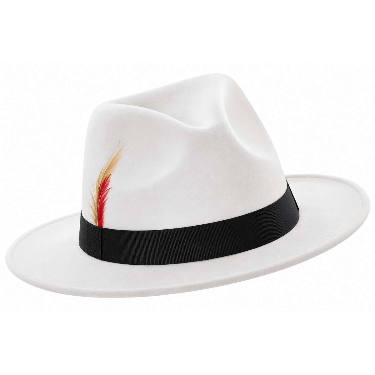 White Fedora Hat with Black Band Costume Accessory