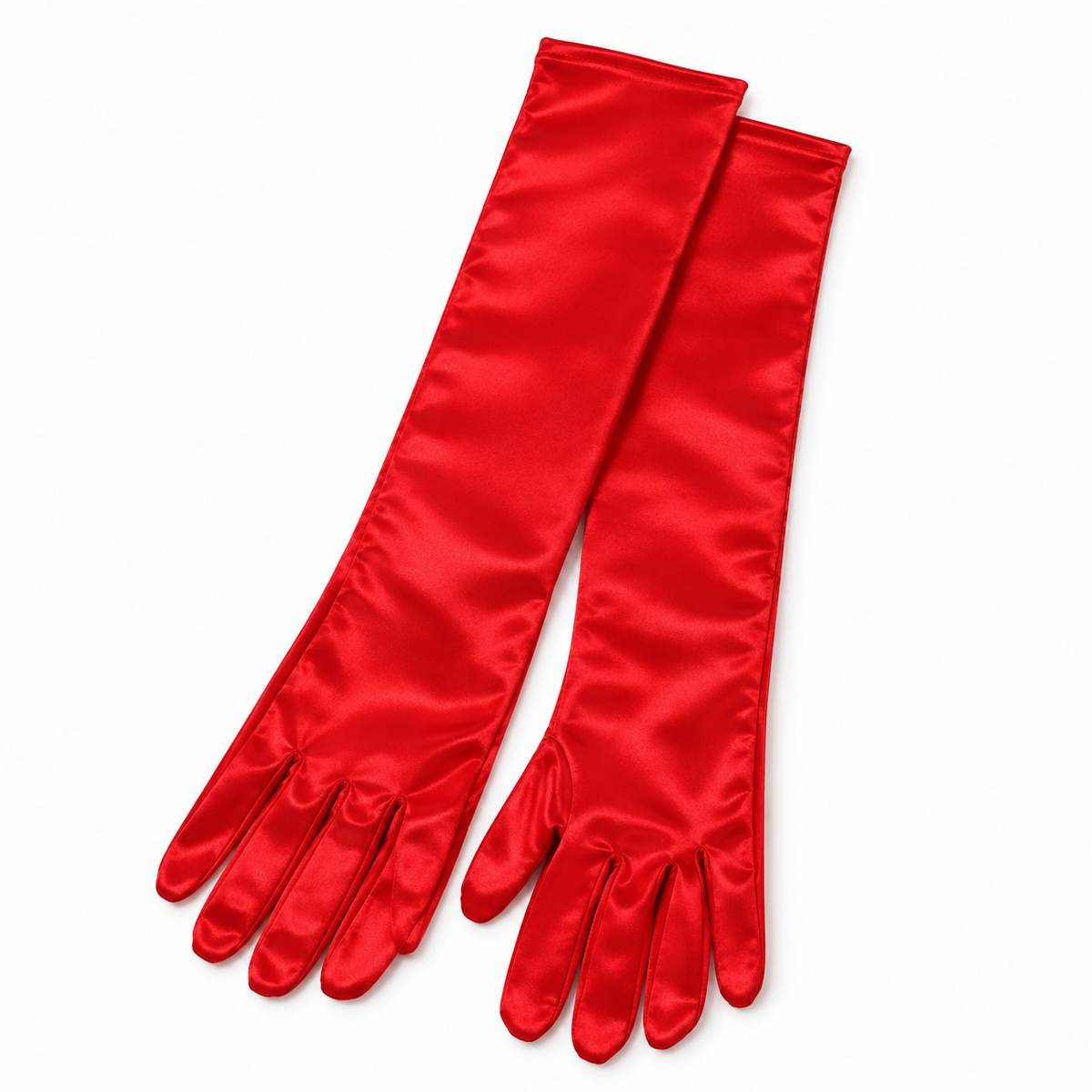 Long Satin Gloves, Red