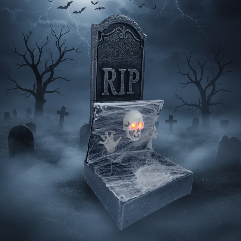 Animated Pop Up Skeleton Tombstone